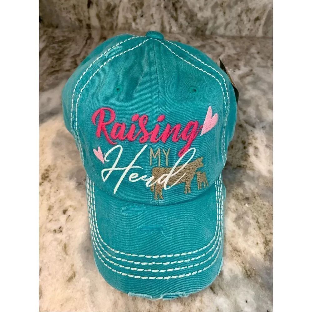 Baseball Cap Turquoise with Monogramming Raising My Herd #mothers day